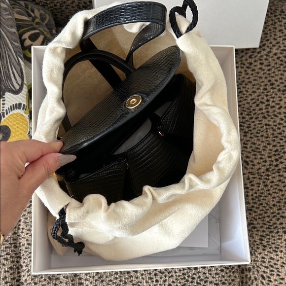 Polene Numéro Un Nano Crocodile Textured Black Leather Crossbody Bag - Picture 7 of 9